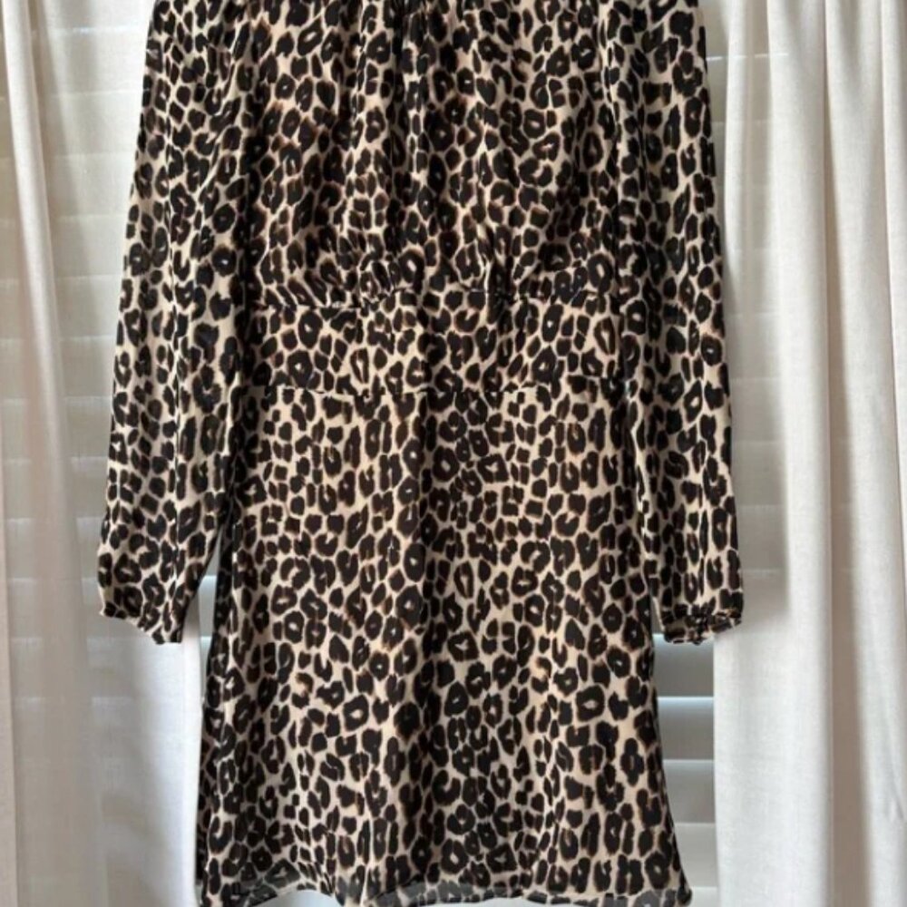 Reformation Leopard Print Mini Dress Size 4 Long Sleeve